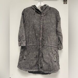 Roxy hooded distressed denim shirt dress